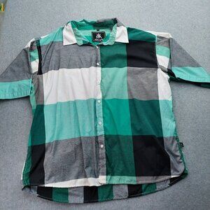 Red Ape 5 XL Button Short Sleeve Button Up  Multi Colored Plaid